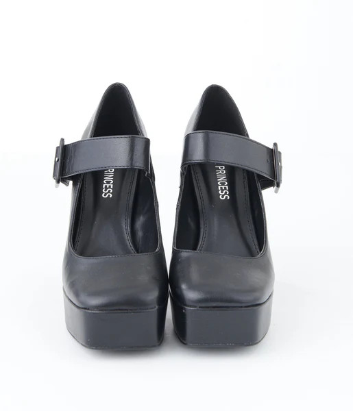 1970s Black Leatherette Platform Mary Jane Heels | UniqueVintage