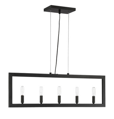 Portrait Linear Chandelier, 5-Light, Espresso, 32"W (44975-ESP 9RDYY) | Lighting Reimagined
