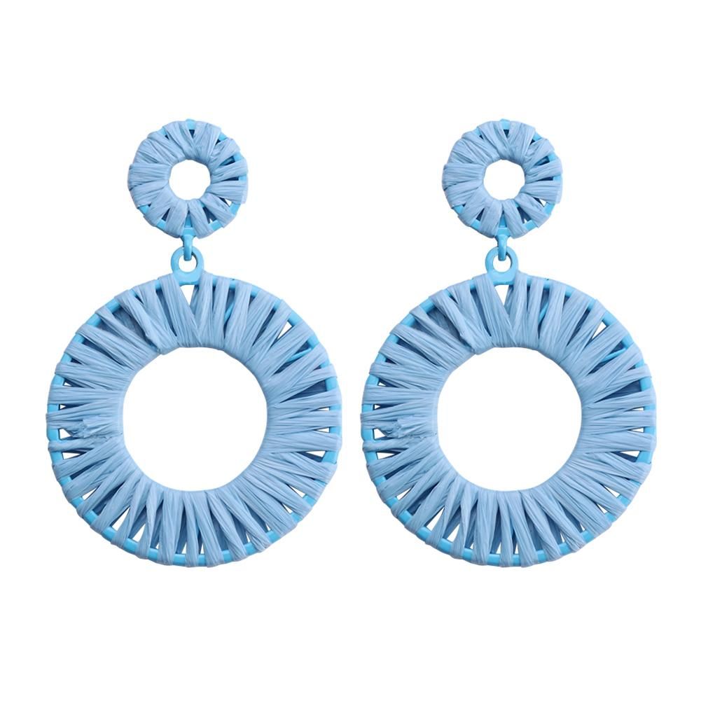 Aktudy Women Jewelry Raffia Earring Round Straw Statement Earrings (Blue) - Walmart.com | Walmart (US)
