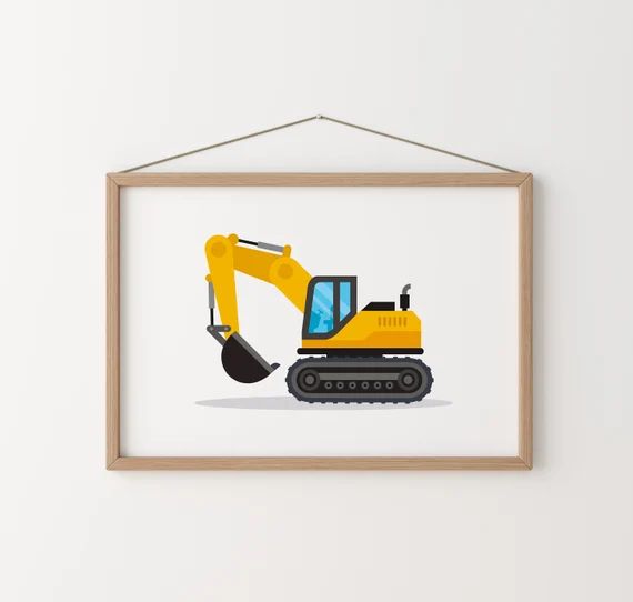 Excavator Print Construction Vehicle Poster Kids Poster Boy | Etsy | Etsy (US)