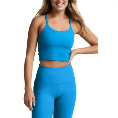 Beyond Yoga Space Dye Slim Racerback Crop Tank in Blue Gem Heather at Nordstrom, Size X-Small | Nordstrom