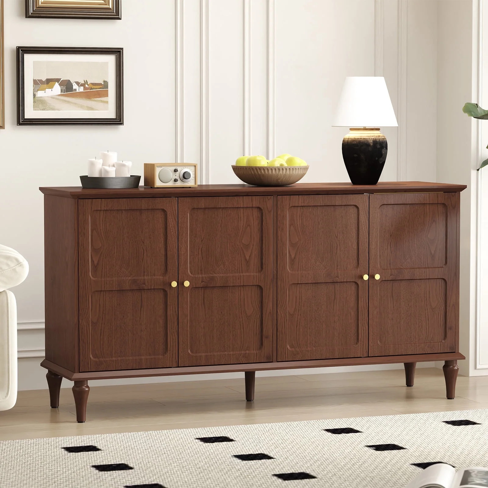 Buffet Cabinet with Storage  Mid-Century Sideboard for Dining Room, Living Room, Brown | Walmart (US)