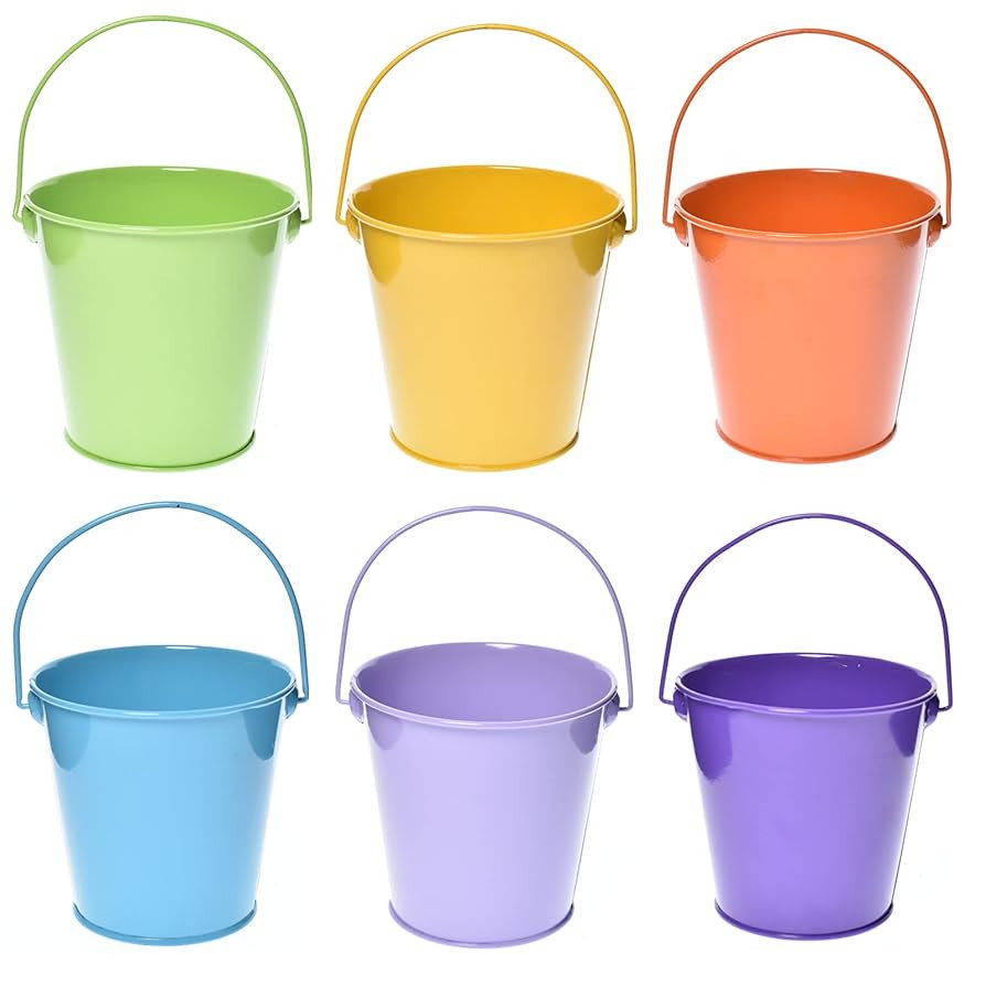 Small Metal Buckets with Handle, 6 Pack 4.3 inch Colored Galvanized Bucket for Kids,Classroom,Cra... | Amazon (US)