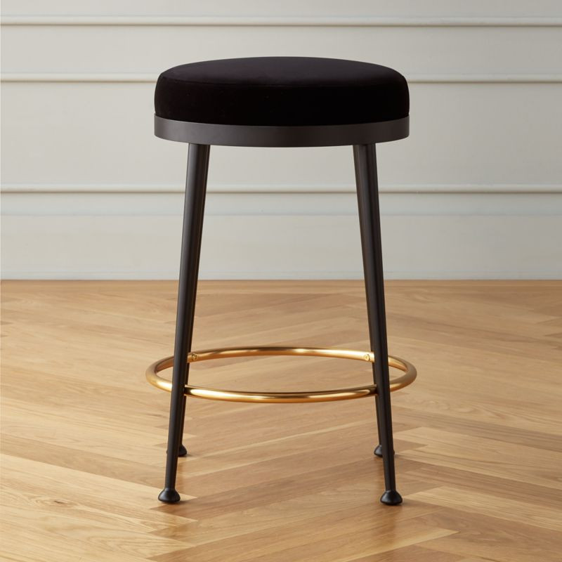 Atlas Black Velvet Counter Stool Set of 2 + Reviews | CB2 | CB2