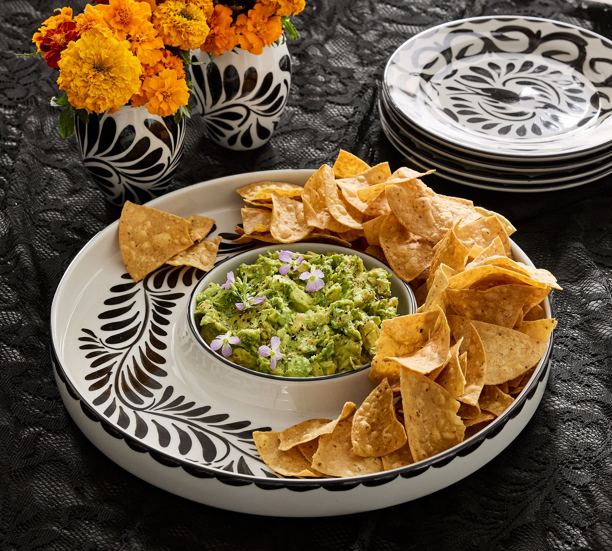 Puebla Porcelain Chip & Dip Server | Pottery Barn (US)