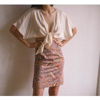 Vintage Pencil Skirt/Tight Handmade Summer Retro Paisley Colourful Midi High Waist | Etsy (US)