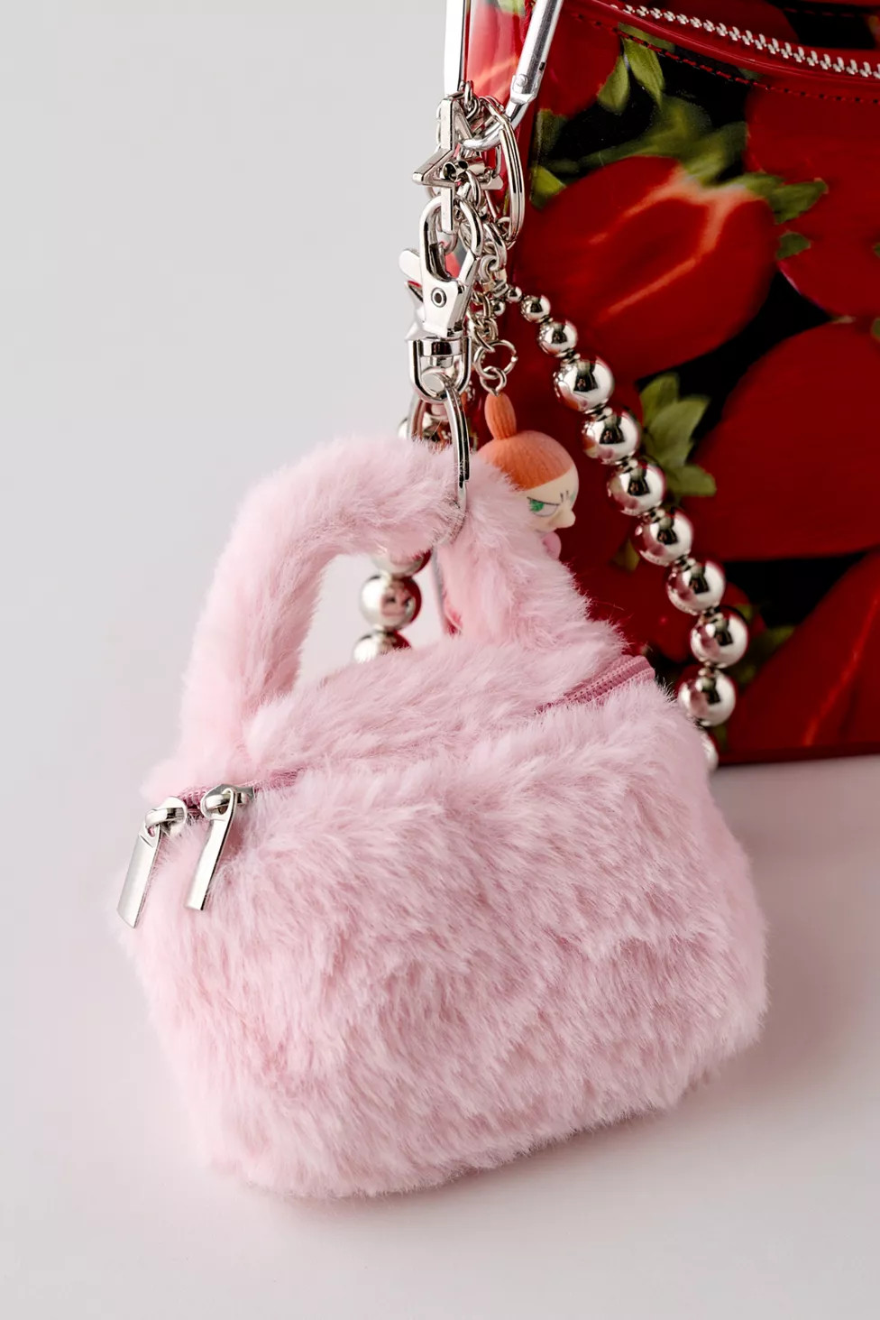 Mini Fluffy Bag Keychain | Urban Outfitters (US and RoW)
