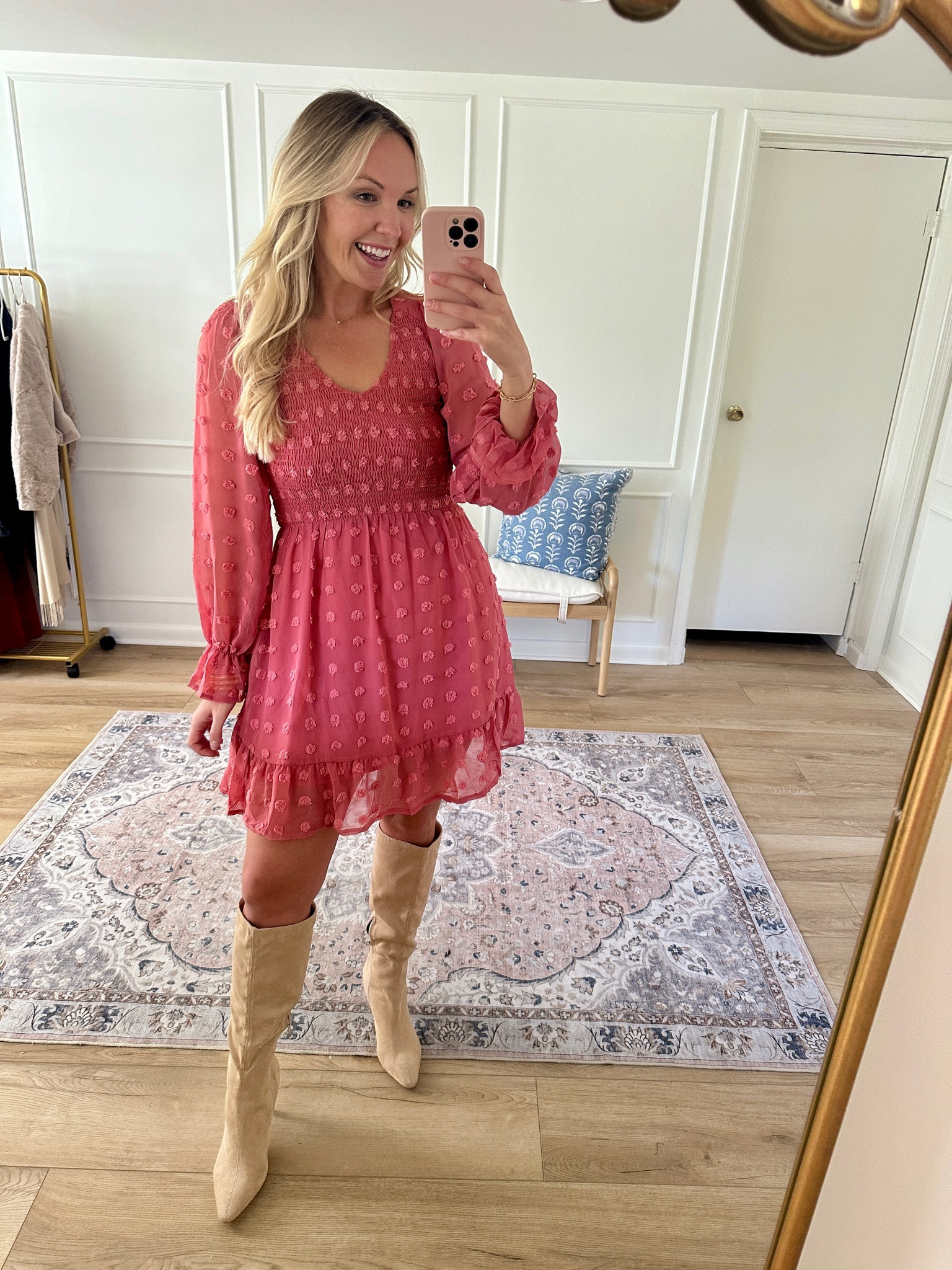 Love the Swiss dot details - fall outfit - date night outfit - family photos dress - wearing a med 

#LTKSeasonal #LTKMidsize #LTKStyleTip