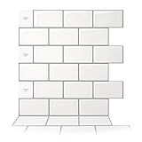 Art3d 10-Sheet Peel and Stick Backsplash, 12 in. x 12 in. Subway 3D Wall Panels, Mono White with ... | Amazon (US)