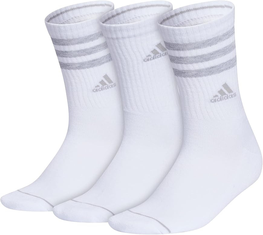 adidas Women's 3-Stripe Crew Socks (3-Pair) with Arch Compression | Amazon (US)