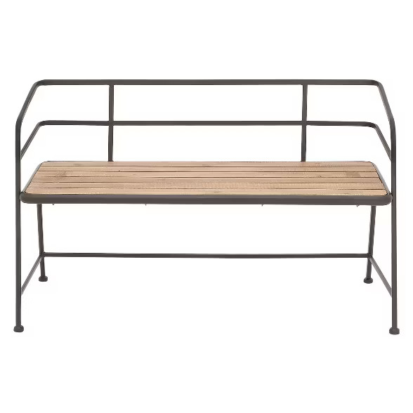 Metal and Wood Bench Slat Back Black/Brown - Olivia & May | Target