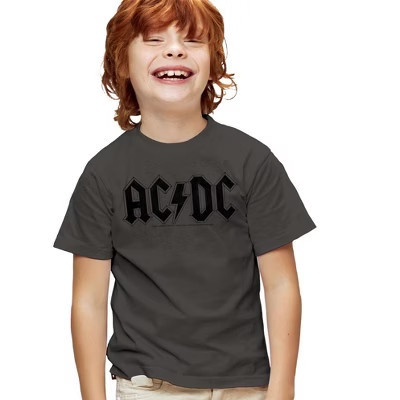 AC/DC Worn Logo Kids T Shirt For Youth, Charcoal, Medium | Target