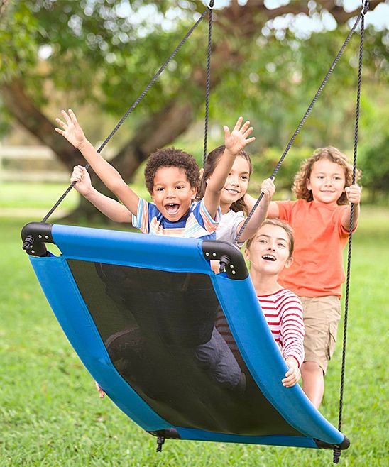 HearthSong Swing Sets and Slides 0 - Blue Curved Platform Swing | Zulily