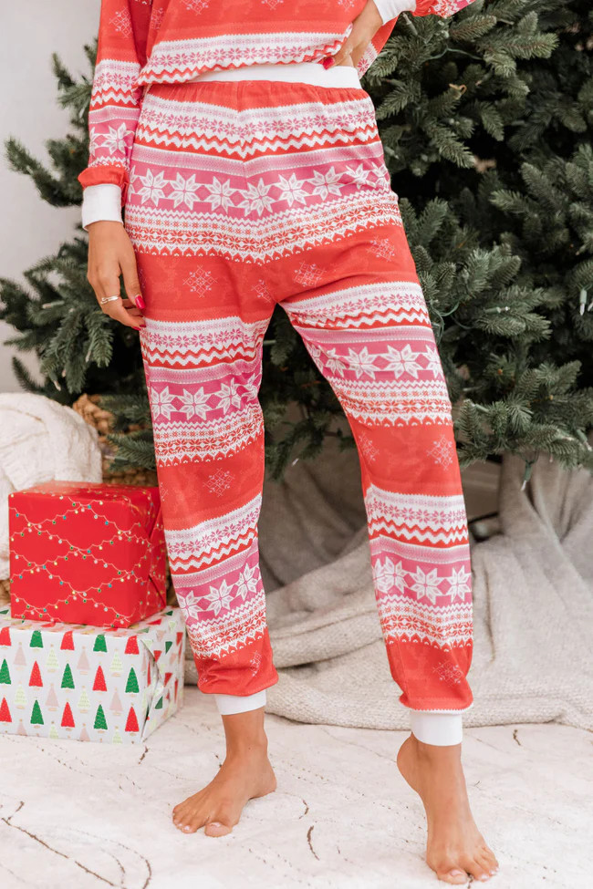 Light Up Your World Women's Pink/Red Fair Isle Pajama Pants | The Pink Lily Boutique