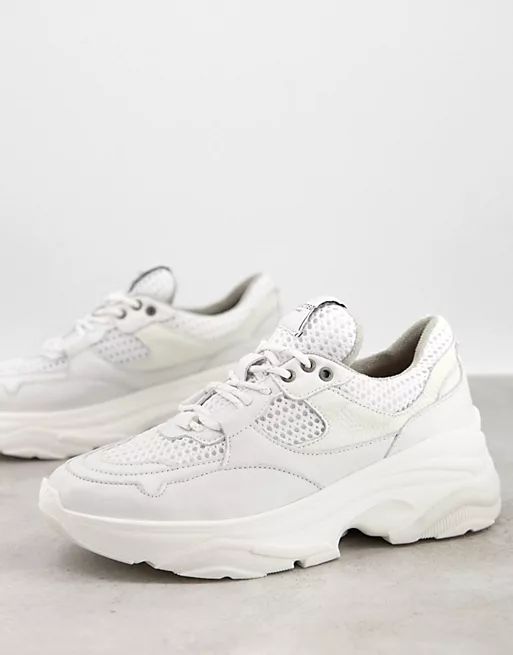 Selected Femme chunky leather sneakers with sports mesh in white | ASOS | ASOS (Global)