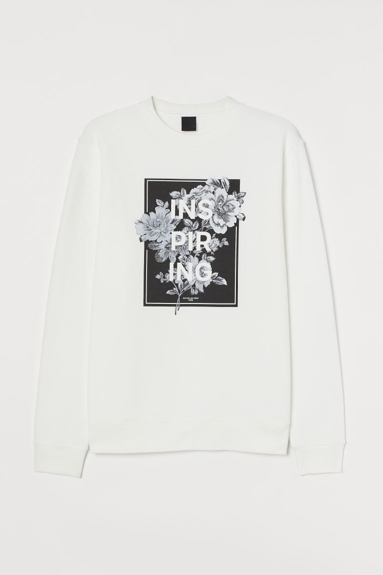 Sweatshirt with a partially reflective printed design at front. Ribbing at neckline, cuffs, and h... | H&M (US + CA)