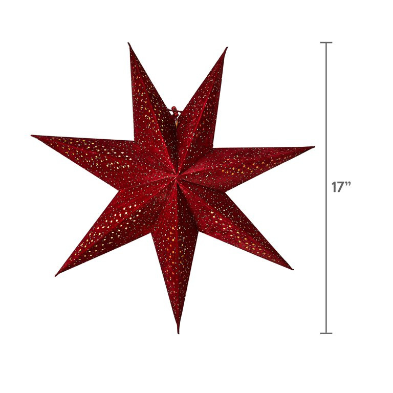 Red Flocked Decorated Star, 17 in, by Holiday Time | Walmart (US)