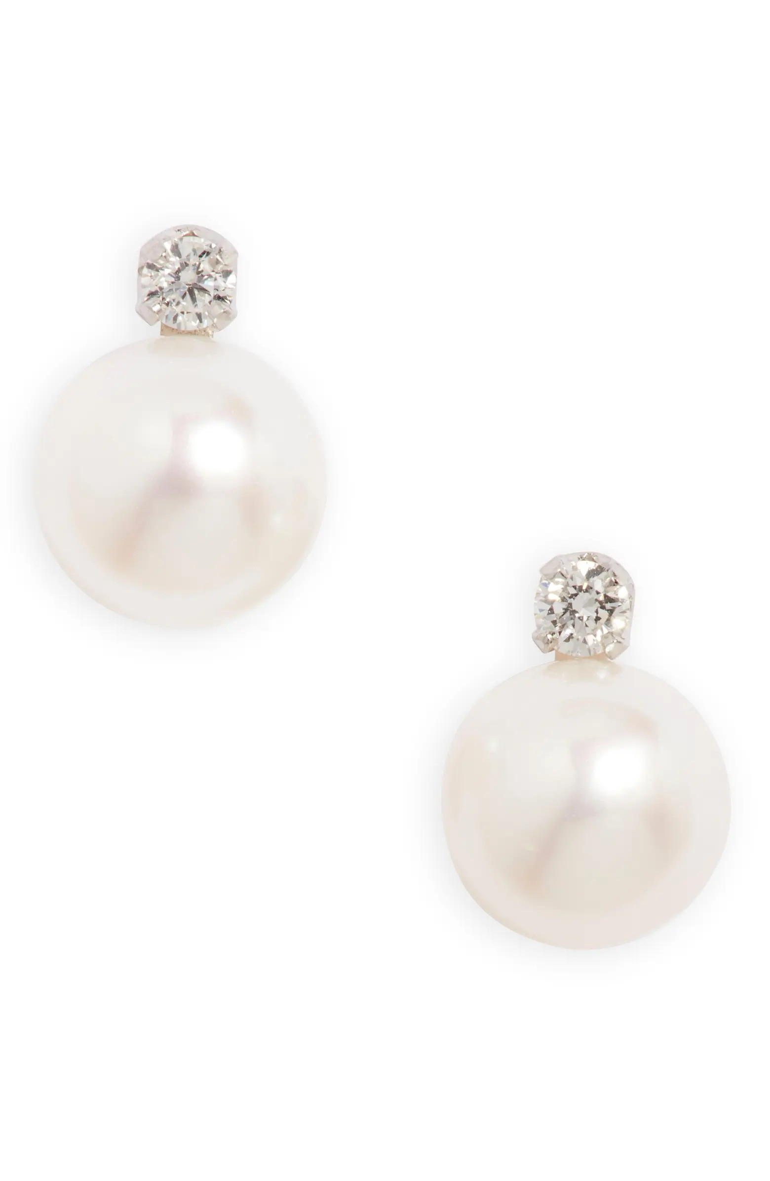 Diamond & Freshwater Pearl Stud Earrings | Nordstrom
