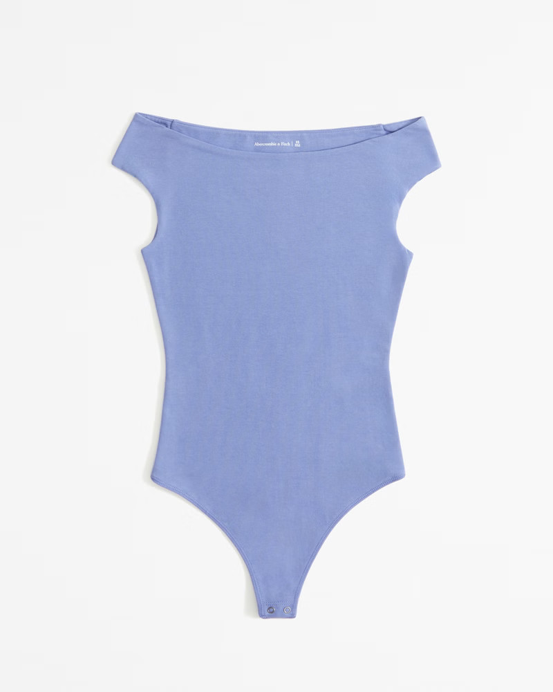 Cotton-Blend Seamless Fabric Off-The-Shoulder Bodysuit | Abercrombie & Fitch (US)