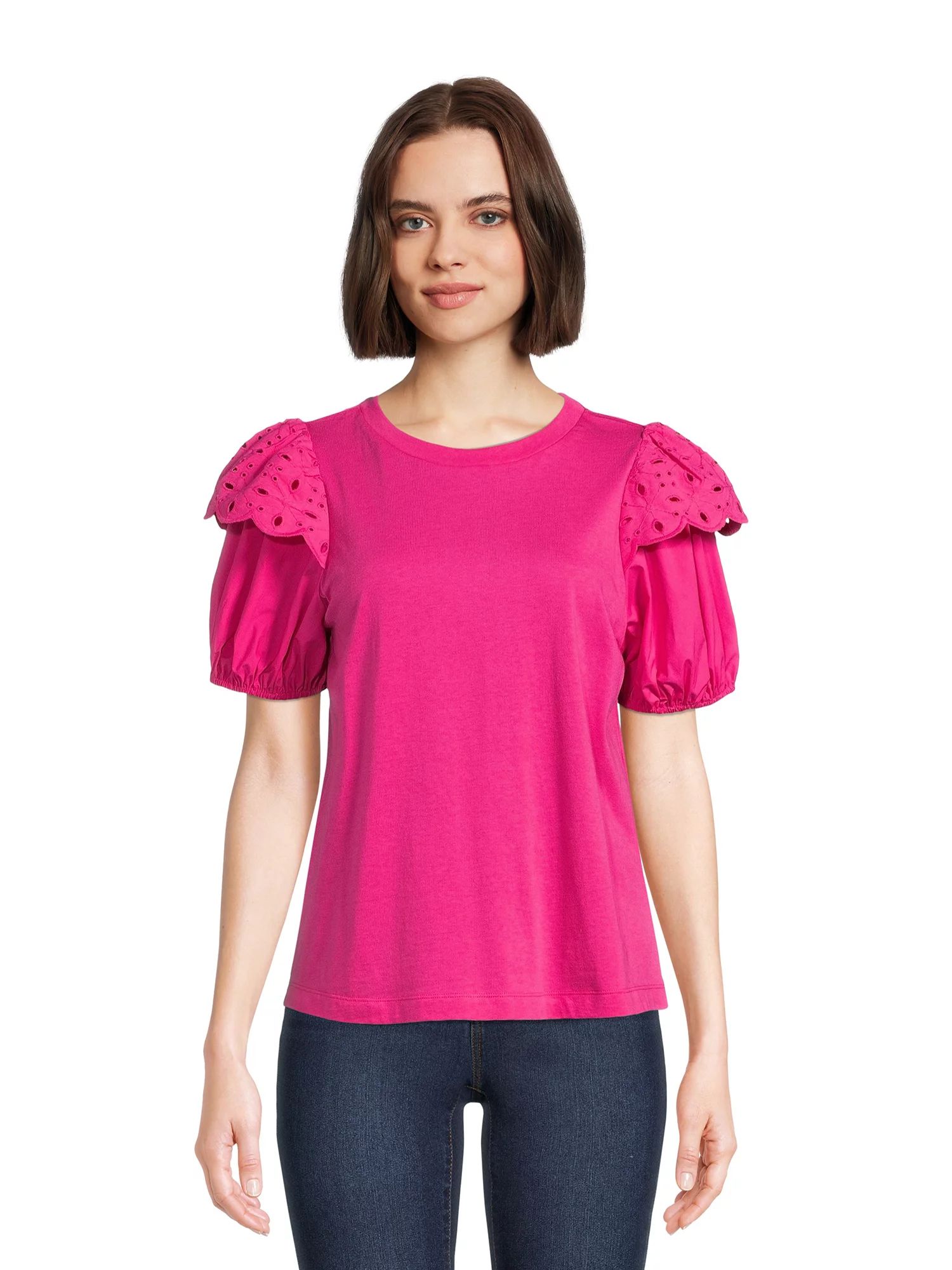 The Get Women's Eyelet Ruffle Sleeve Top | Walmart (US)