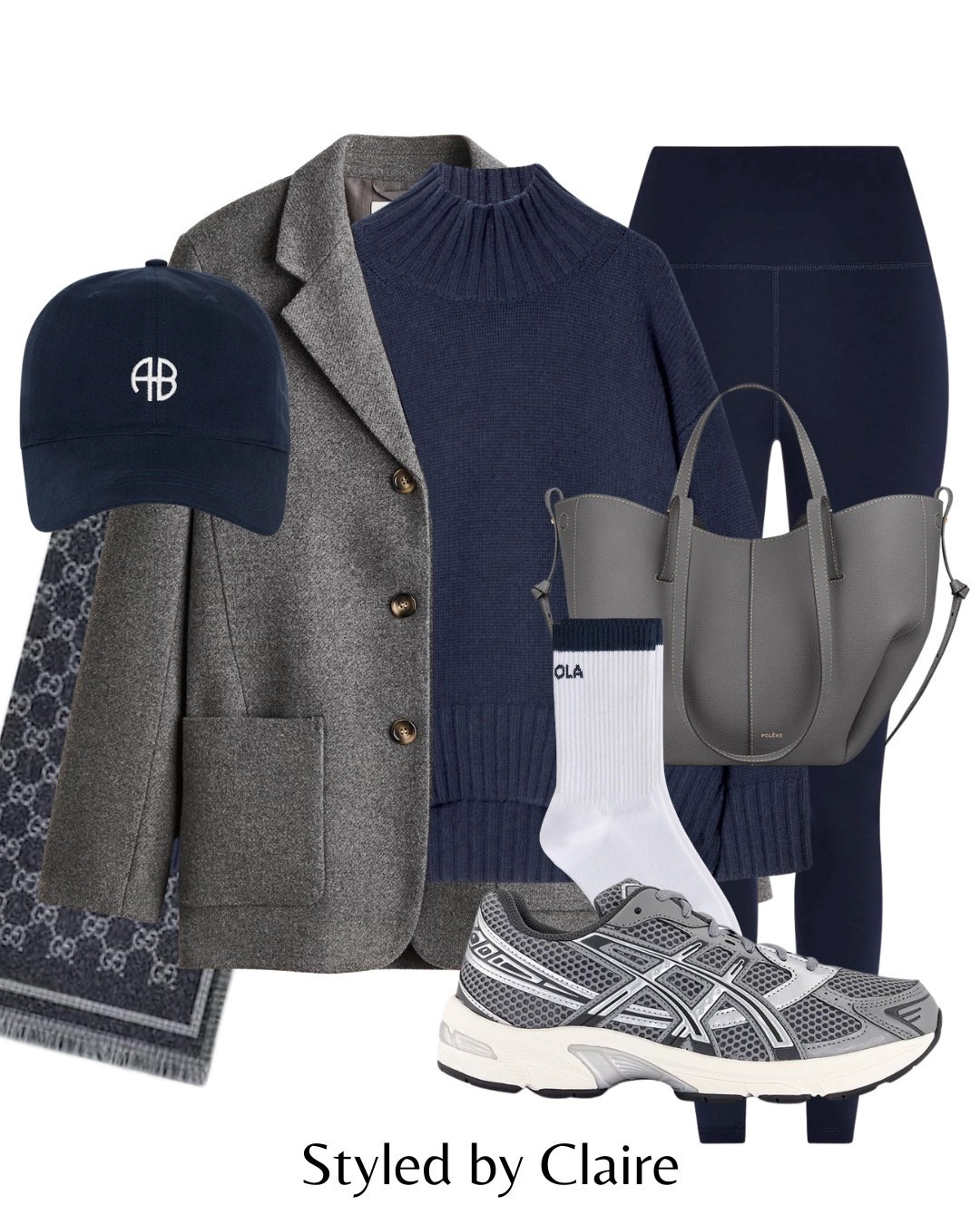 GREY & NAVY👌🏼
Tags: oversized blazer layer capsule wardrobe turtleneck funnel neck jumper varley lightweight leggings Asics gel 1130 clay pure silver Gucci wool scarf Anine bing cap fashion winter old money rich texture outfit ideas city break everyday office work casual elevated basics 

#LTKstyletip #LTKwinter #LTKshoes
