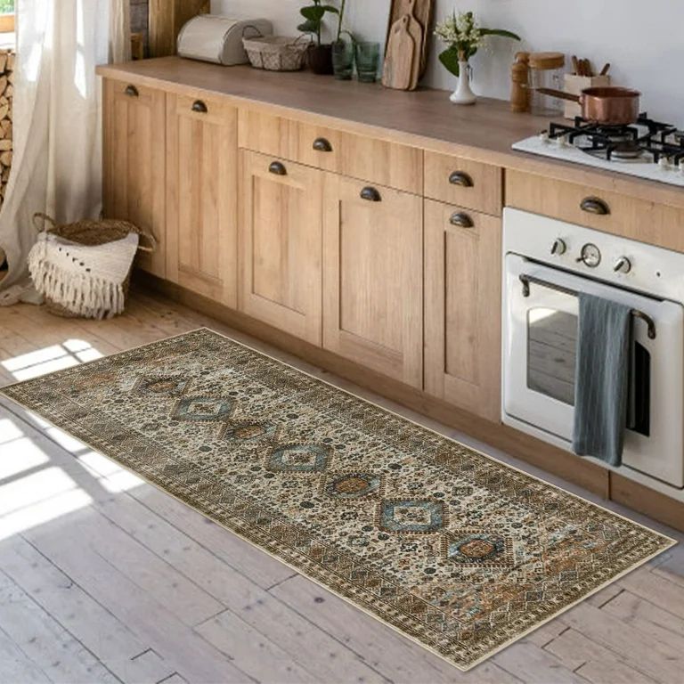 Kitchen Rug Runner Vintage Machine Washable Runner Rug Low Pile Non-Slip Indoor Boho Runner Rug M... | Walmart (US)