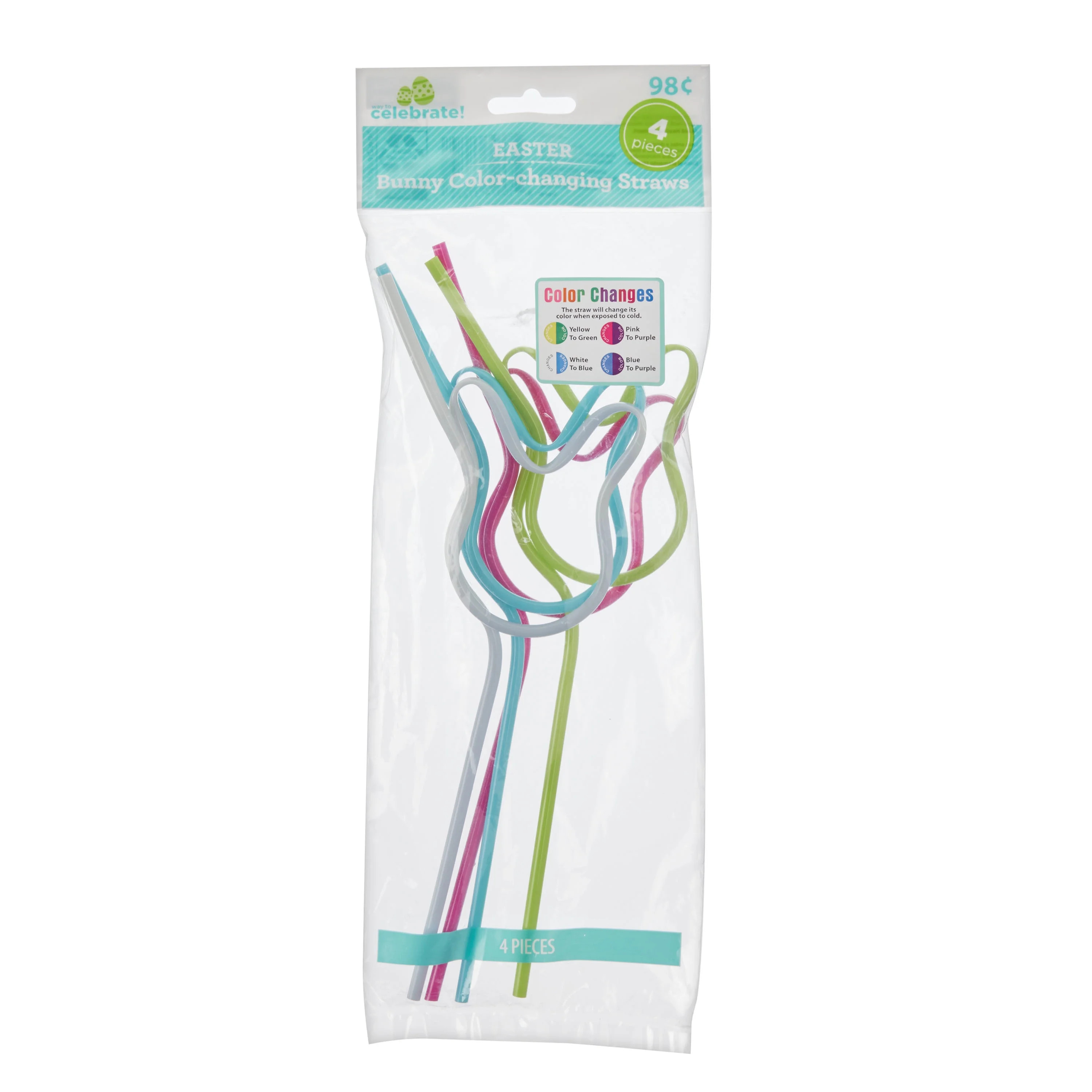 Way To Celebrate Easter Color-Changing Straws, 4 Pieces | Walmart (US)