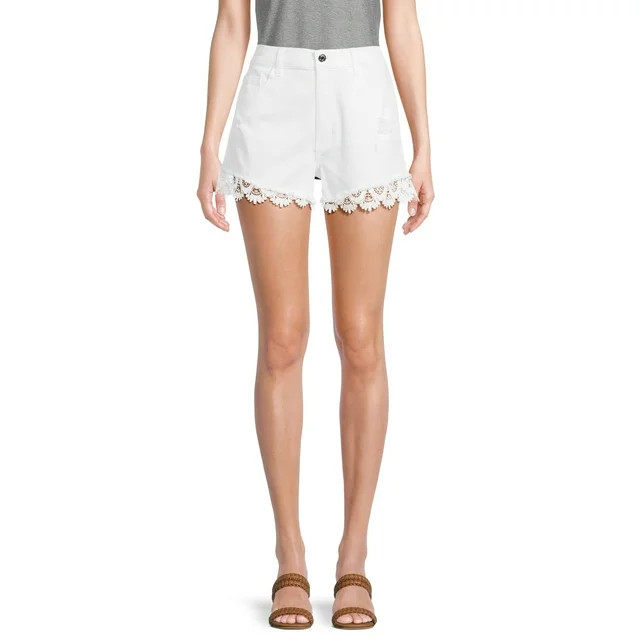 Madden NYC Juniors Crochet Denim Shorts, Sizes XS-XXXL | Walmart (US)