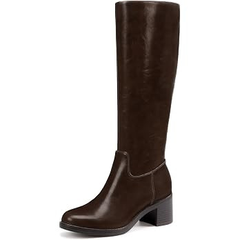 Knee High Boots Women Round Toe Fall Boots with Side Zipper | Amazon (US)
