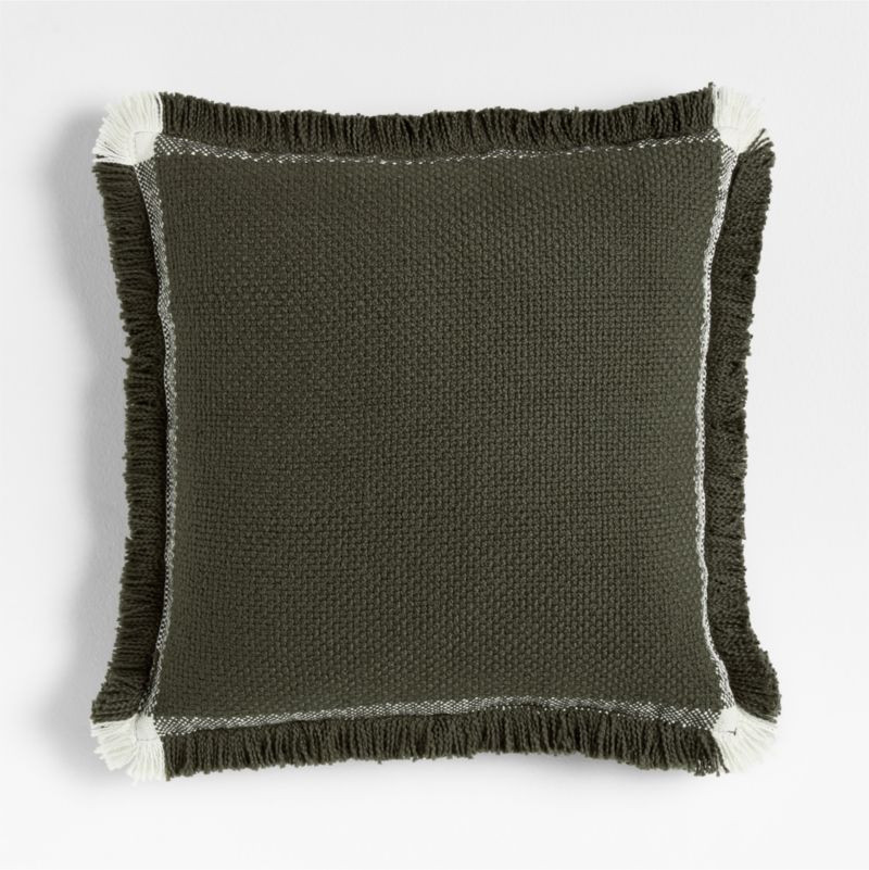 Weekend Burnt Green Organic Cotton 23"x23" Throw Pillow with Feather Insert + Reviews | Crate & B... | Crate & Barrel