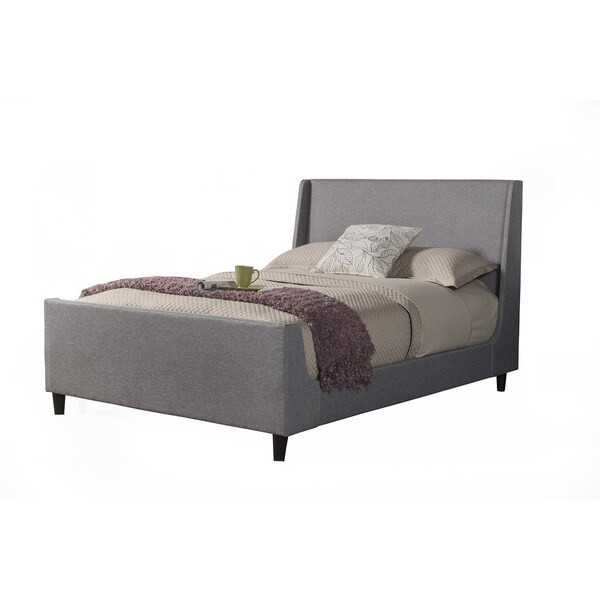 Alpine Furniture Amber Grey Wood Upholstered Panel Bed | Bed Bath & Beyond