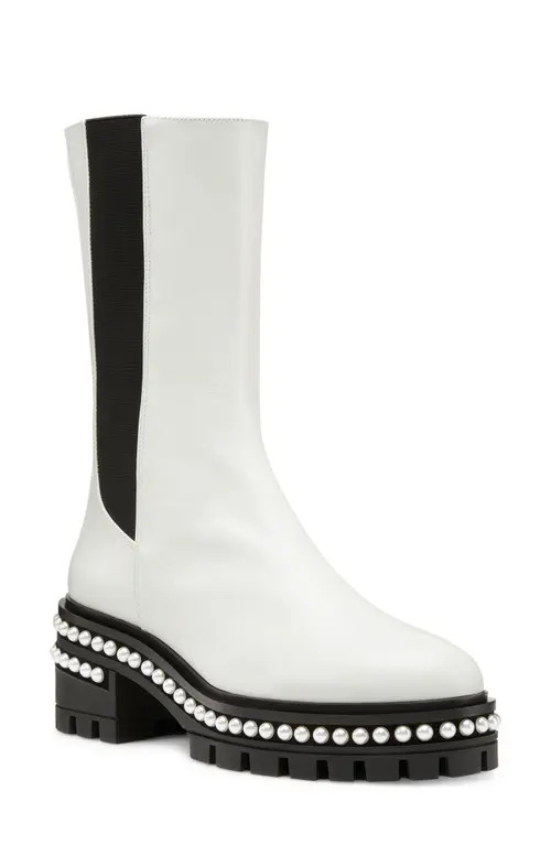 Stuart Weitzman Soho Pearl Chelsea Bootie in White at Nordstrom, Size 6.5 | Nordstrom