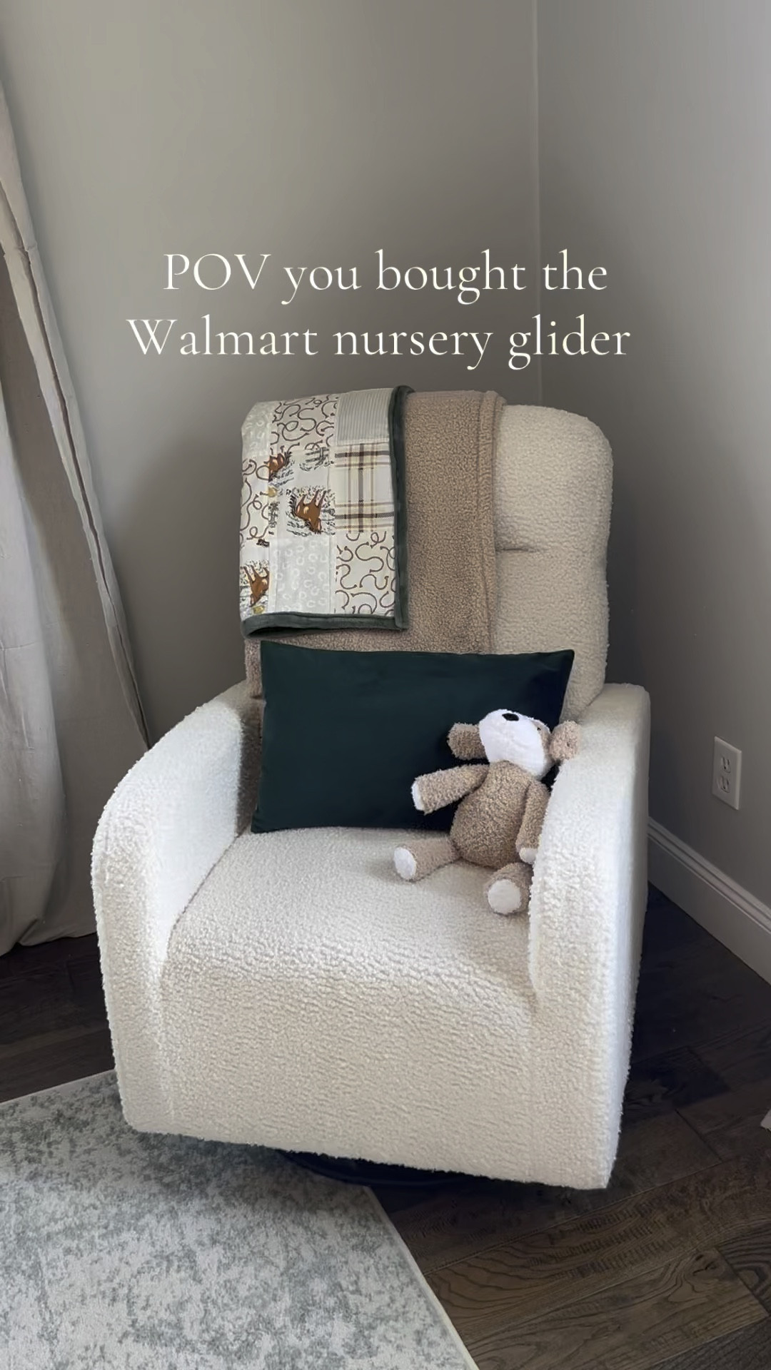 Walmart nursery glider ☁️✨💚🫶🏼 

Nursery glider | Walmart finds | nursery | baby boy nursery 

#LTKBump #LTKHome #LTKVideo