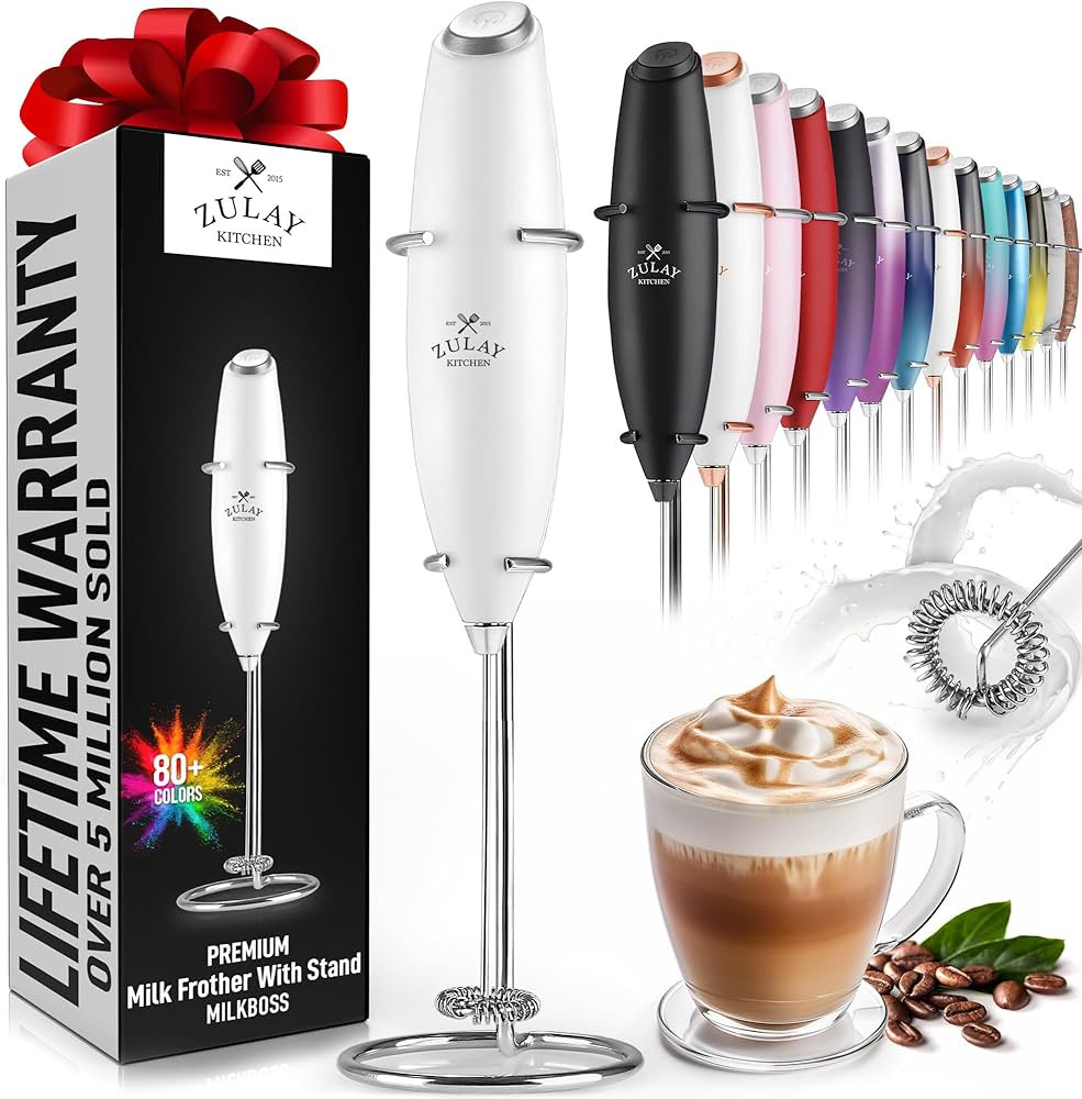 Zulay Kitchen Powerful Milk Frother Wand - Ultra Fast Handheld Drink Mixer - Electric Whisk Foam ... | Amazon (US)
