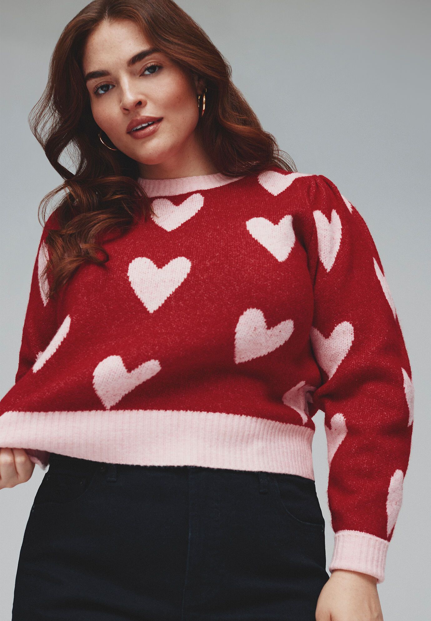 Heart Intarsia Cropped Sweater | Eloquii