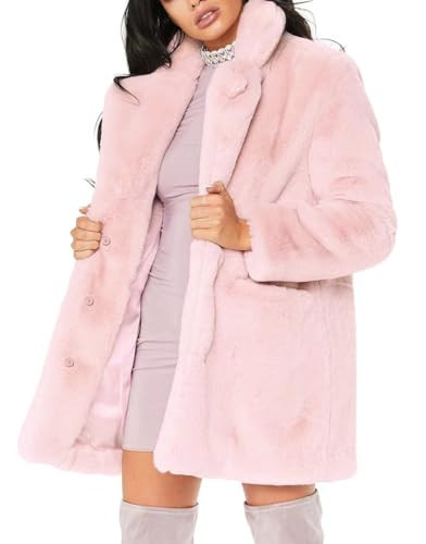 TOPONSKY Pinot Furry Jackets Collar Faux Fur Fluffy Winter Women Fuzzy Coat Pink L | Amazon (US)