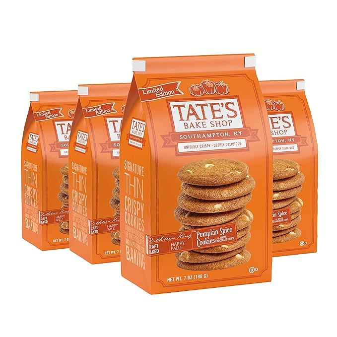 Tate's Bake Shop Pumpkin Spice Cookies, Limited Edition Cookies, 4 - 7 oz Bags | Amazon (US)