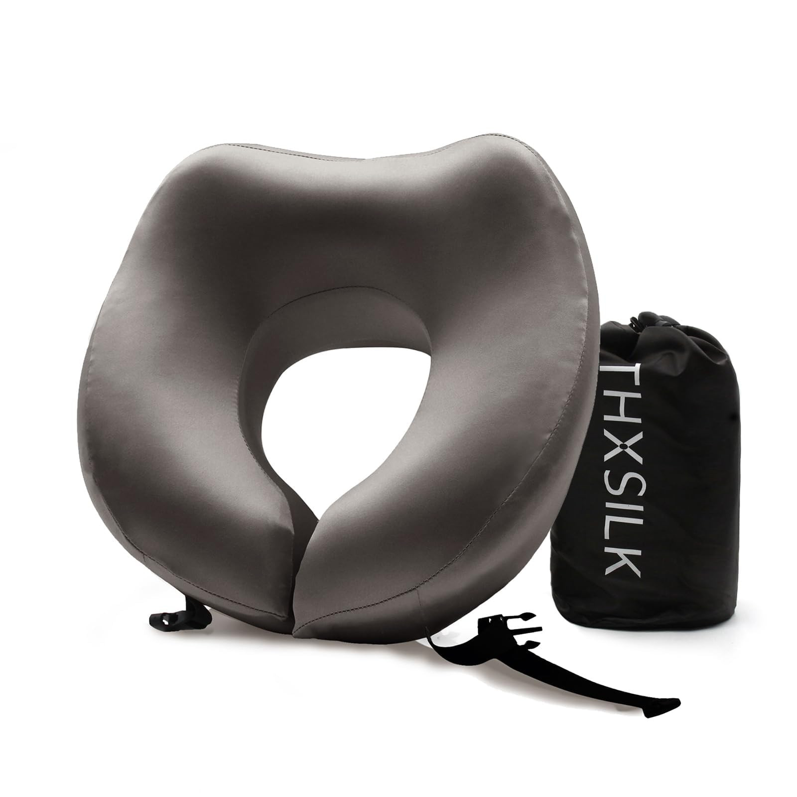 THXSILK 100% Mulberry Silk Neck Pillow for Traveling and Airplane, Memory Foam Travel Pillow for ... | Amazon (US)