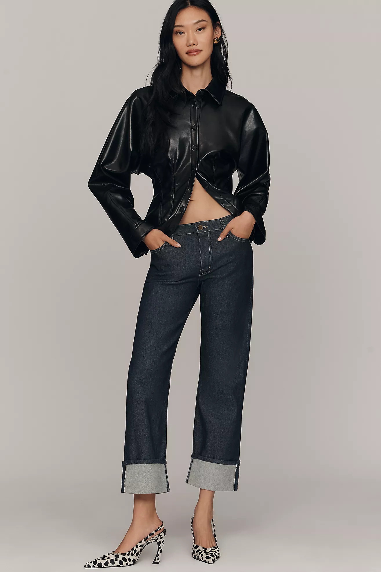 Fidelity Denim Cali Mid-Rise Cuffed Straight-Leg Jeans | Anthropologie (US)