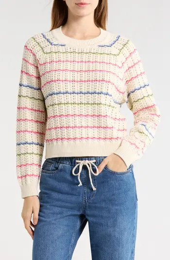 Mina Cotton Pointelle Sweater | Nordstrom