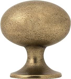 HARPOON Cabinet Hardware Oval Mushroom Knob 1-2/5" Diameter 36mm, 10 Pack (Antique Brass) | Amazon (US)