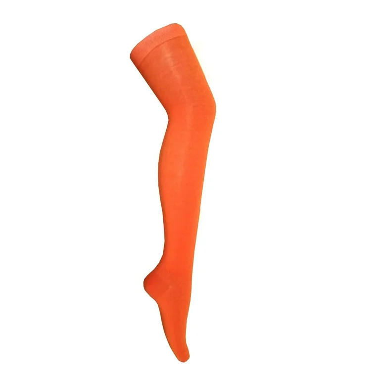 Halloween Orange Plain Over Knee High Costume and Cosplay Tube Socks For Women and Girls | Walmart (US)