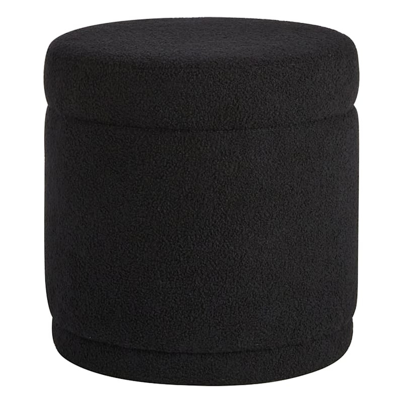 Crosby St. Neo Round Storage Ottoman, Black | At Home