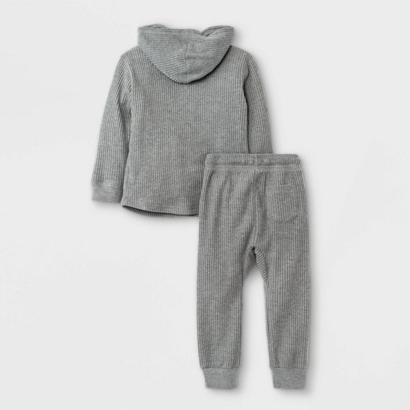 Toddler Boys' 2pc Thermal Hooded Pullover and Knit Jogger Pants Set - Cat & Jack™ Gray | Target