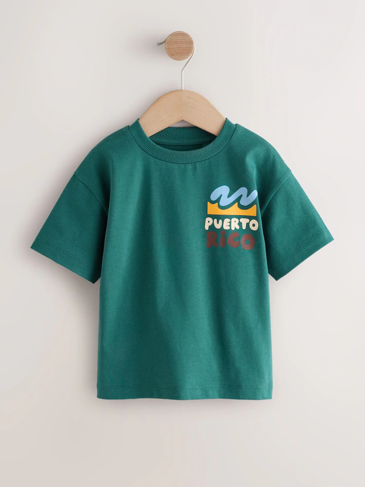 Teal Blue Puerto Rico Short Sleeve Back Print T-Shirt (3mths-7yrs) | Next US
