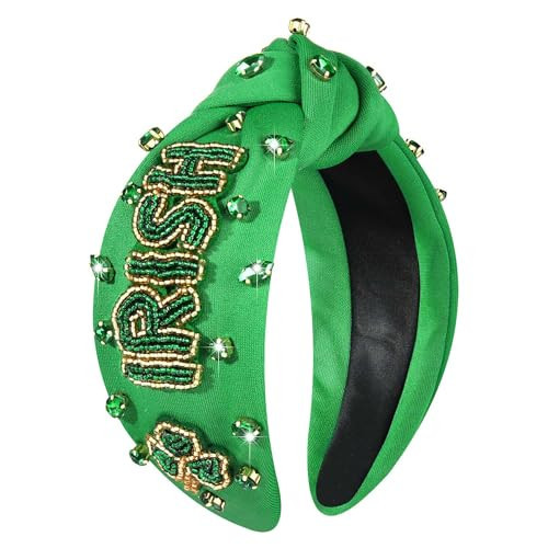 St. Patrick's Day Headband for Women Green Shamrock Headband Embellished Crystal Rhinestone Knotted Hairband St. Patrick's Day Hair Accessories Outfits Irish Holiday Gifts (IRISH 4) | Amazon (US)