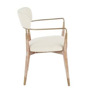 Savannah Chair in Cream Noise Fabric, White Washed Wood, and Copper Accents (Set of 2) | The Home Depot