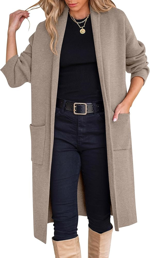 ANRABESS Women's Cardigan Long Sweater Oversized Open Front Knit Duster Coat 2024 Trendy Lady Fal... | Amazon (US)