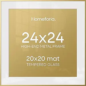 24x24 Gold Square Frame, High End Metal 24 x 24 Large Gold Poster Frames with Mat 20 by 20 for Ph... | Amazon (US)