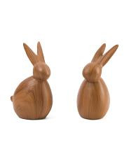 2pc Resin Bunnies With Wooden Finish | TJ Maxx